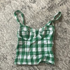 Linen Reformation gingham top